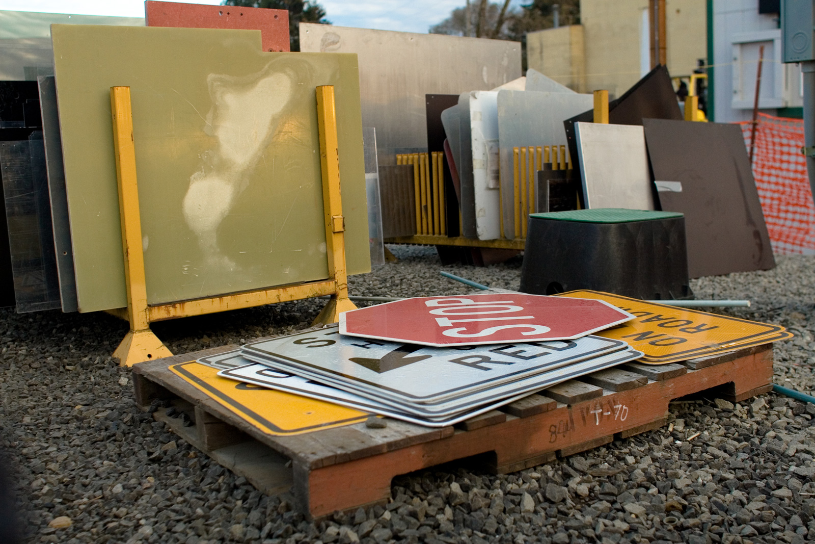 Road signs for sale at Burcham’s Metals